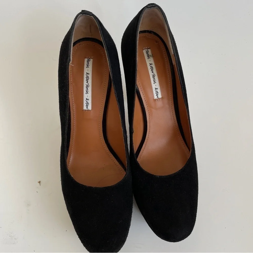& Other Stories Black Suede Funky Unique Platform Heels Pumps Cut-out Shoes 8